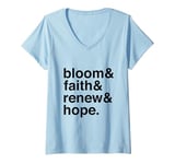 Womens Spiritual Hope Faith Bloom Minimalistic Quote V-Neck T-Shirt