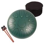 Lomuty 12 Inches 30 CM Steel Tongue Drum-11 Notes C Major Tuned Percussion Instrument-Handpan Drum with Bag, Music Book, Mallets and Finger Picks(Green)