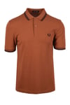 Fred Perry Mens Twin Tipped Polo Shirt Marmalade/Black - Orange - Size 2XL