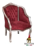 Biscottini Fauteuil Louis XVI Baroque Chaise Français Fauteuil Velours Rouge