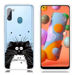 Samsung Deco Galaxy A11 kuoret - Musta ja Valkoiset Kissat