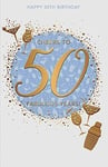 50th Happy Birthday Greeting Card Woman - Bubbly - Words and Wishes