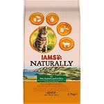 IAMS Naturally Complete Dry Cat Food for Adult 1+ Cats with Lamb and Rice 2.7 kg