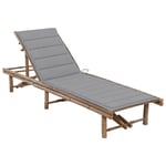 Transat Chaise Longue Bain De Soleil Lit De Jardin Terrasse Meuble D'extérieur Avec Coussin Bambou Helloshop26 02_0012293