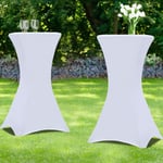 Idmarket - Lot de 2 housses blanches pour table haute pliante 105 cm - Blanc