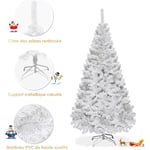 Sapin de Noël Arbre de Noël Artificiel pour Décoration de Noël Matériau pvc avec Pied en Métal Blanc 1.5M - Costway