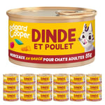 Edgard & Cooper Pâté pour Chat, Adulte, (Dinde & Poulet, 85g x 18), Patée Morceaux en Sauce pour Chat, Viande fraîche et protéines de qualité, Pâté pour Chat stérilisé et Actif