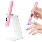 URAQT Lampe UV Ongles Gel, Portable Mini UV LED Lampe À Ongles avec Support, Séchoir à Ongles, lampe sèche-ongles de Salon Parfait pour Toutes les Gels, Rose