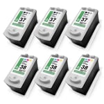 6x Eco Cartridge 3+3 for Canon Pixma MP-220 MX-300 IP-2600 IP-1800