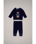 Rock A Bye Baby Boy True Knit Jacquard Bear Jumper and Trousers Outfit Set - Navy - Size 6-12M