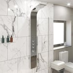 Thermostatic Shower Tower Panel & Handset & 4 Body Jets Polished Chrome