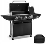 Gas Barbecue Burner Garden Grill BBQ Side Burner & Storage - Black