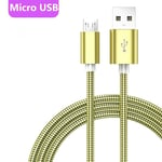 Câble de données de charge SnapType C,métal tressé à ressort,Xiaomi 13,K50,K60,Huawei,Samsung S3,Dock S7,téléphone Android,Micro USB,66W - Type Micro USB Gold-1,5m