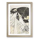 Big Box Art Fan Vendor by Kitagawa Utamaro Framed Wall Art Picture Print Ready to Hang, Oak A2 (62 x 45 cm)