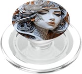 Silhouette en papier vintage blanc - Quilling Art PopSockets PopGrip pour MagSafe