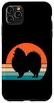 Coque pour iPhone 11 Pro Max Chien de Poméranie rétro vintage années 60 70 coucher de soleil