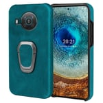 Stötsäkert läderfodral med oval kickstand för Nokia X10 / X20 - Cyan Grön