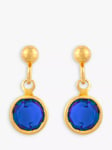 Susan Caplan Sapphire Swarovski Crystal Drop Earrings, Gold