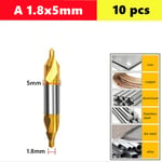 Forets de tour CNC plaqués pour personnes âgées,traitement des métaux,positionnement de chanfreinage,type A,W6542,HSS,0.5-10mm - Type 10pcs 1.8x5mm