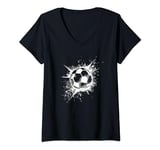Womens Soccer Ball Splash Football Pitch V-Neck T-Shirt