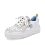 Rieker Femme Chaussures à Lacets M1905, Dame Chaussures de Sport lacées,Chaussure de Ville,Sneaker,Lacets,Blanc (Weiss Kombi / 80),39 EU / 6 UK