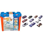 Hot Wheels Combo Pack de 10 véhicules avec Boite de Construction Deluxe de Pistes Track Buider Jouet pour Enfant dès 3 Ans