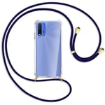 Collier pour Xiaomi Redmi 9T noir/bleu foncé (O) Etui Coque + cordon