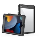 Waterproof Case for Apple iPad 10.2 (2020/2021) 7/8/9th Gen, Heavy Duty Black