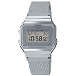 Casio Montre Quartz Unisexe 36.00mm avec Cadran LCD Digitale et Bracelet en Mesh Bracelet Argent A700WEM-7AEF