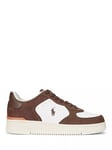 Ralph Lauren Masters Court Leather and Suede Trainers, White Brown