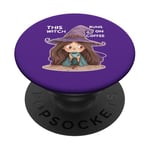 This Witch Runs on Coffee | Cute Halloween Witch Coffee Love PopSockets Swappable PopGrip