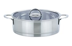 GSW 893282 Elegance de Cuisson et poêle à Servir avec Couvercle en Verre et Fond nid d'abeille 28 cm/Env. 5,3 L, Acier Inoxydable, Argent, 42 x 29,5 x 11,5 cm, 2 unités