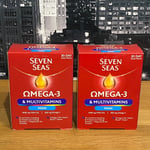 🟢 2 x Seven Seas Omega-3 Multivitamins Man + Magnesium 30 Day Duo Pack Capsules