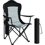 Woltu - Chaise de Camping Pliable et Portable, Chaise de Pêche, Chaise Plage Légère, Chaise de Jardin Exterieur, Noir+Gris Clair