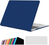 iNeseon Coque Compatible avec Macbook Air 13 Pouces A2337(M1)/ A2179/ A1932, Housse Cover Étui Rigide et Couvercle de Clavier pour 2021/2020/2019/2018 MacBook Air 13 Retina, Bleu Marin