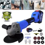 21V Cordless Angle Grinder with Battery and Charger & Disc Kit Power Tool Sander