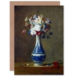 Painting Still Life Chardin Vase Flowers Greetings Card Plus Envelope Blank inside