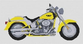 Harley Fat Boy Cross Stitch Kit - Yellow