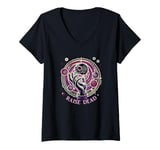 Womens Raise Dead Skull Necromancy Black Fantasy RPG Magic Spell V-Neck T-Shirt