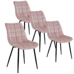 WOLTU 4X Chaise de Salle à Manger Chaise de Cuisine Assise rembourrée en Velours épais Pieds en métal, Rose,BH142rs-4