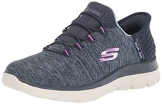 Skechers Women's Slip-ins: Summits Dazzling Haze Trainers in Navy - Vegan Shoes with Air-Cooled Memory Foam - Ladies Footwear - Size UK 4 / EU 37