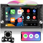 Autoradio Double Din Avec Lecteur Cd/Dvd, Apple Carplay Et Android Auto, Écran Tactile De 6,2 Pouces Avec Caméra De Recul Ahd, Bluetooth, Mirror Link, Swc, Récepteur Audio Pour Voiture Rds/Am/Fm