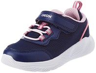 Geox Garçon Fille B Sprintye Girl Basket, Bleu Marine Rose, 21 EU Étroit