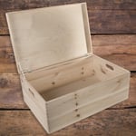 Extra Large Plain Wooden Hinged Lid Storage Box Chest Toy Trunk|59 x 39 x 23 cm