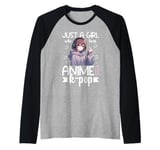 Just a Girl Who Loves Anime and K-Pop Anime Merch Japanese Raglan Baseball Tee