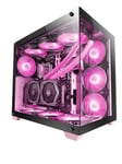 Mars Gaming MCV4 Pink, Custom XXL E-ATX Gaming Tower, Frameless Front and Side Tempered Glass Window, Modular Dual Chamber Structure