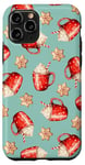 iPhone 11 Pro Cozy Cappuccino and Snowflake Cookies on Aqua Mint Blue Case