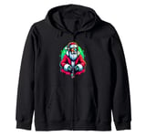 Funny Video Games Santa Gamer 8-bit Gaming Christmas Gamers Zip Hoodie