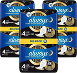 3X Always Ultra Secure Night (Size 4) Sanitary Pads with Wings, 18 Per Pack