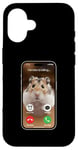 Coque pour iPhone 16 Meme Hamster regardant la caméra frontale Hamster appelle